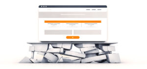 Illustration showing a polished website redesign built on unclear foundations