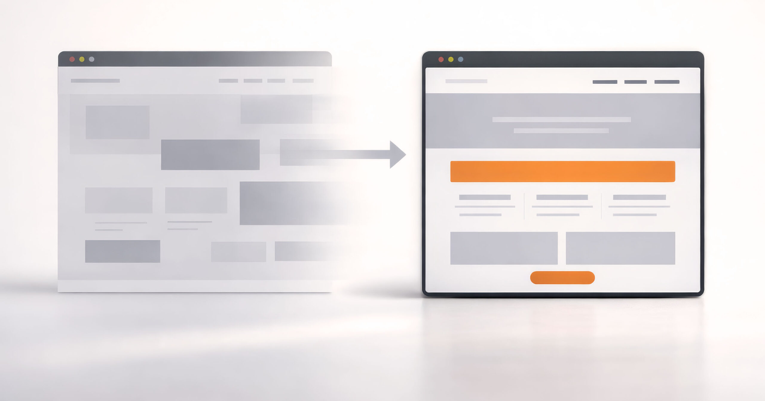 Illustration showing visitors comparing an unclear website with a clearer more trustworthy one