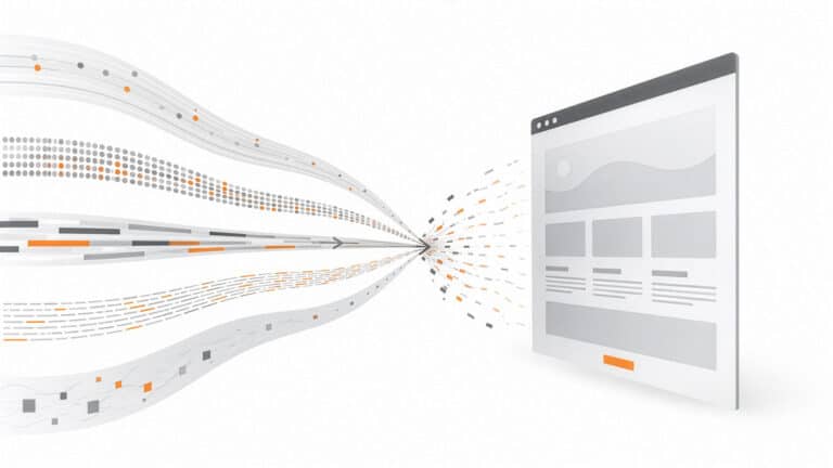 Abstract illustration showing a website not converting visitors from multiple traffic sources