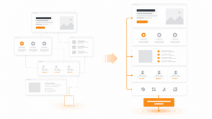 Abstract illustration showing disconnected website information becoming a clearer journey that gives visitors the confidence to enquire.